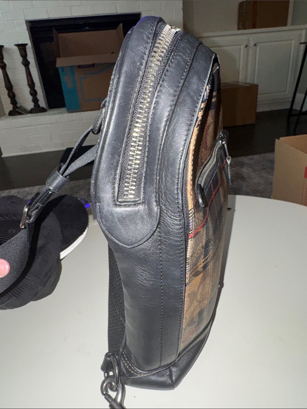 Coach Men's Brown and Black Signature Plaid Sling Bag - Picture 8 of 10